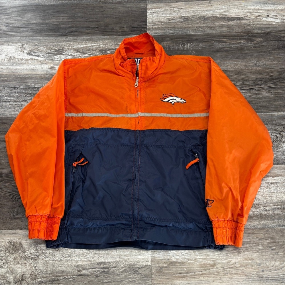 Vintage‎ Logo Athletic Pro Line Denver Broncos Orange Blue M Windbreaker Jacket
